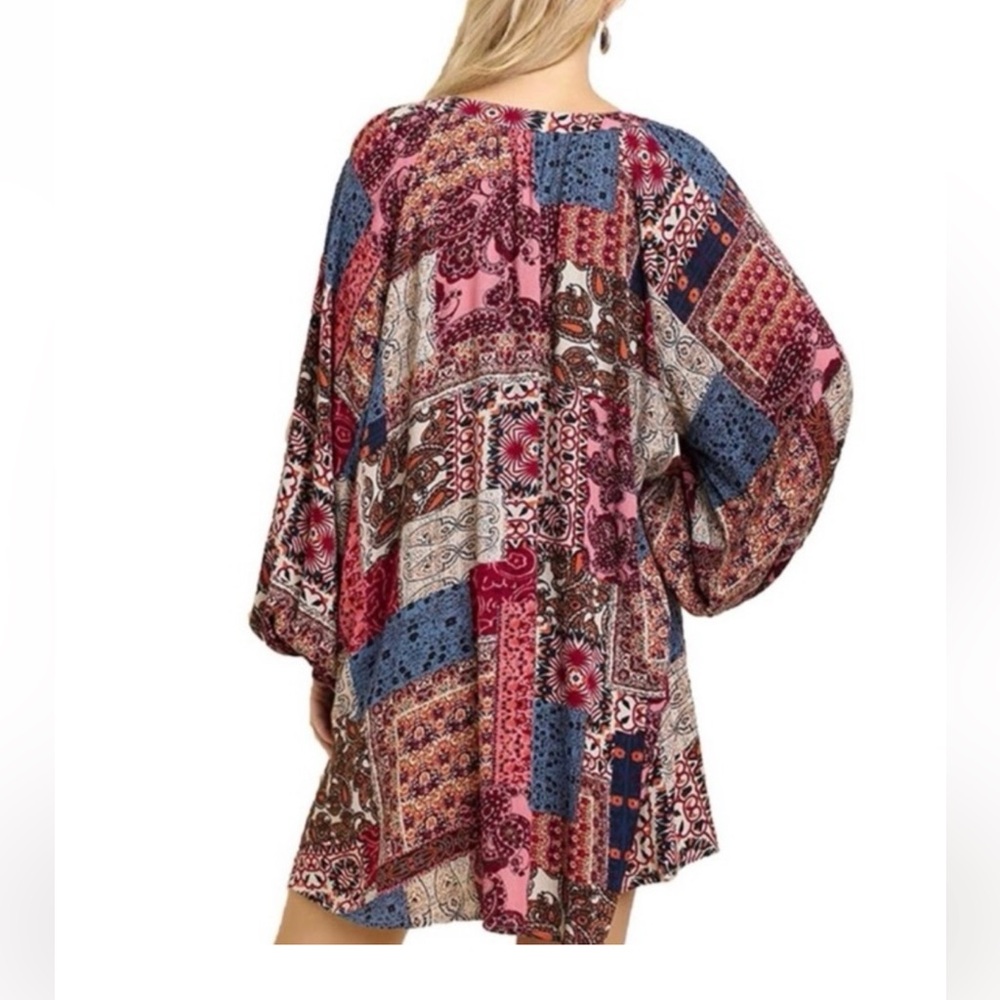 Umgee Bohemian Patchwork Pattern Dress - image 2